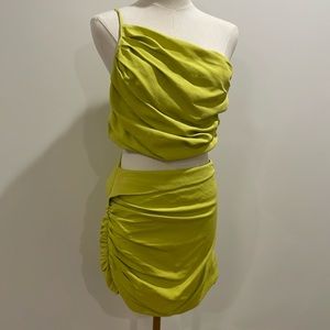 The Sei Green ruched top and skirt